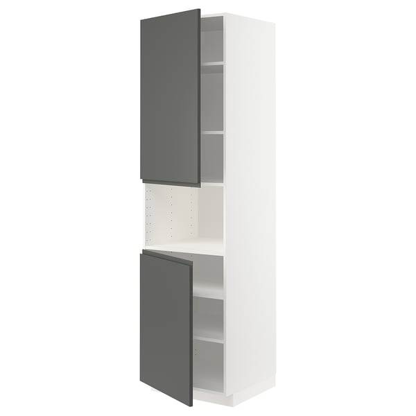 Современный темно-серый высокий кухонный шкаф ikea METOD с регулируемыми полками.