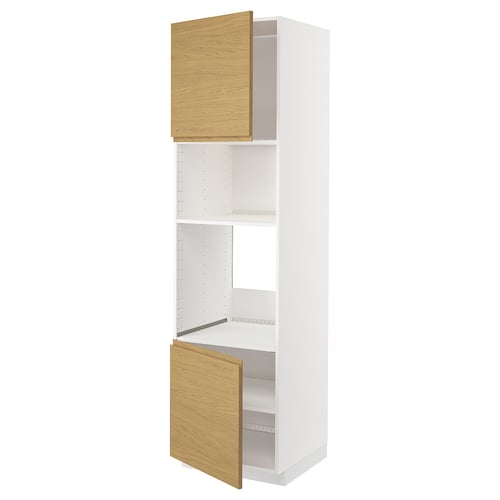 Белый шкаф Ikea METOD, дубовые двери, вертикальное хранение.