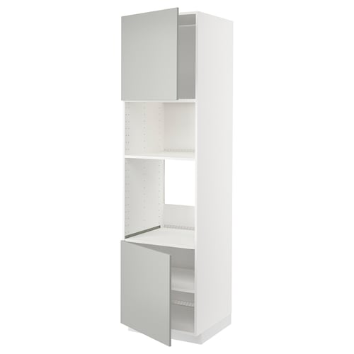 Ikea METOD белый высокий кухонный шкаф с открытыми дверцами.