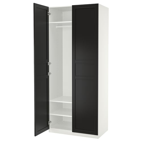 Шкаф Ikea PAX, черный и белый, открытая дверь, гарантия 10 лет