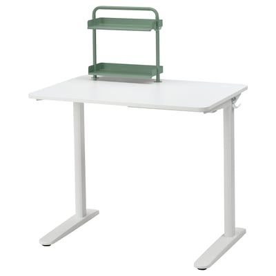 RELATERA белый письменный стол с зеленым органайзером для полок, современный, регулируемый, эффективный, стильный.