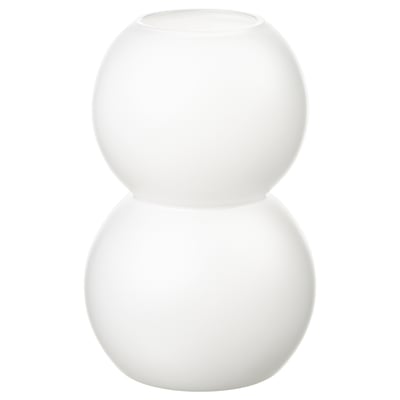 Ваза VINTERFINT из белого стекла изогнутой, луковичной формы. Современный минималистичный дизайн в тонированном прозрачном стекле с белым лаком.