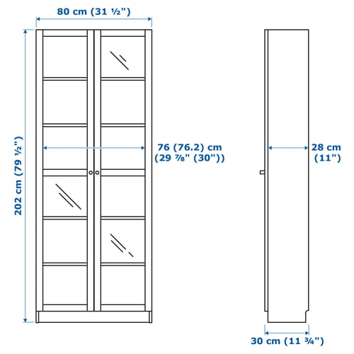 Illustration with measurements for the product: BILLY.
