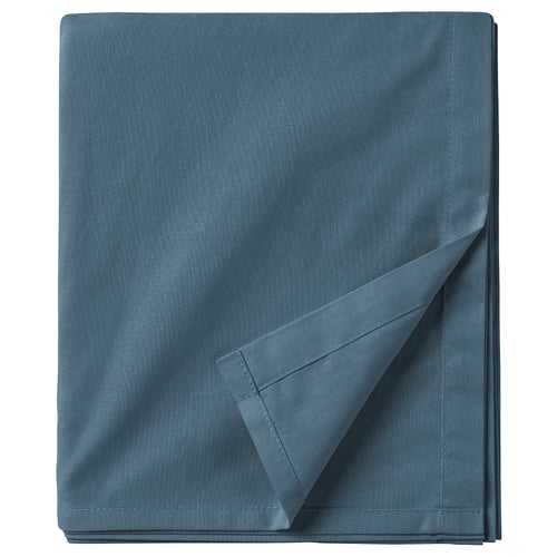 Blue DVALA folded blanket, rectangular, textured cotton.