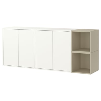 EKET Wall-mounted cabinet combination, white/beige, 175x35x70 cm