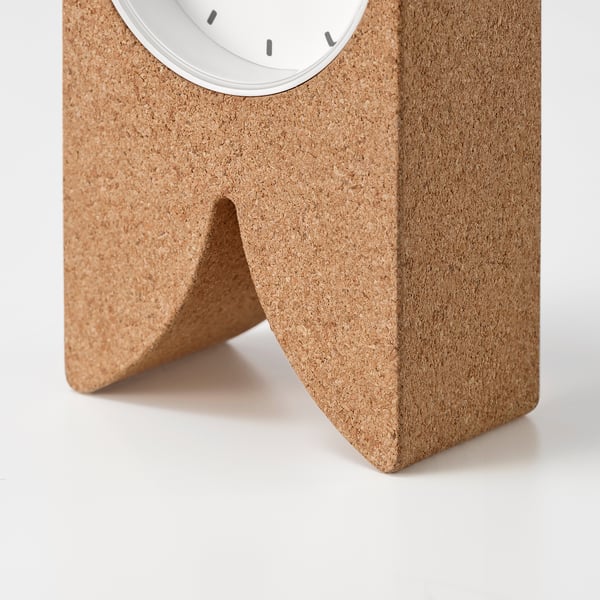 Modern silent clock in natural cork, minimalist design.