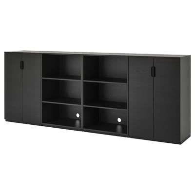 Modern black GALANT office storage with open & closed compartments, adjustable shelves.