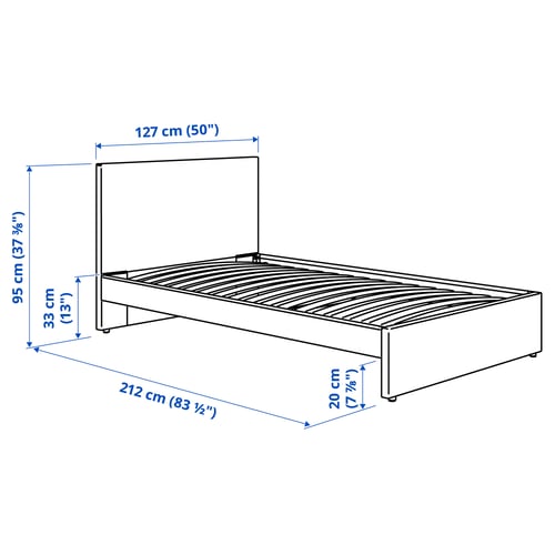 Illustration with measurements for the product: GLADSTAD.