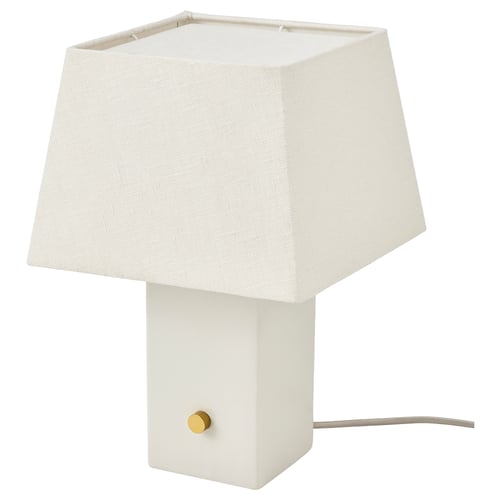 HALGATT Table lamp, dimmable white/white ceramic, 35 cm