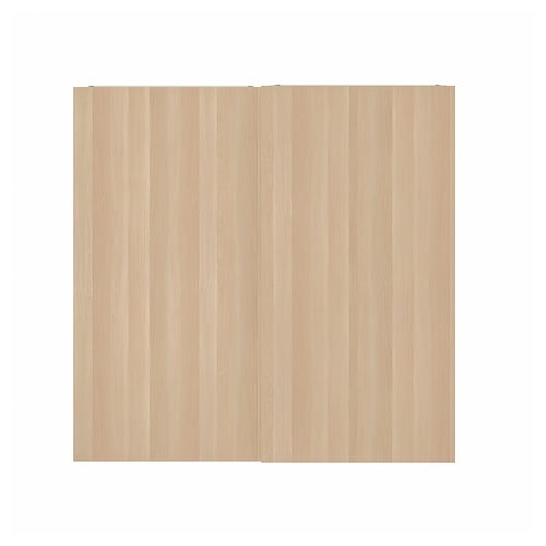 HASVIK door: light wooden, rectangular sliding door with smooth, foil finish for pax wardrobe.