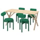 IKEA PS 2026 Table and 4 chairs, pine/Knäbäck bright green, 156x75 cm