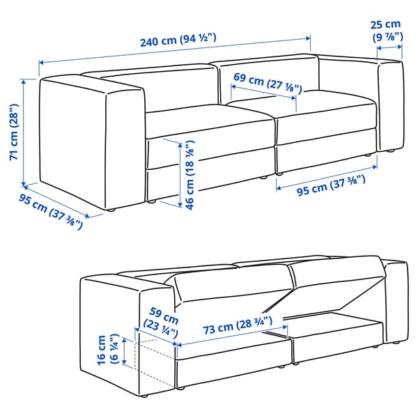 JÄTTEBO 3-seat modular sofa, Samsala yellow-brown