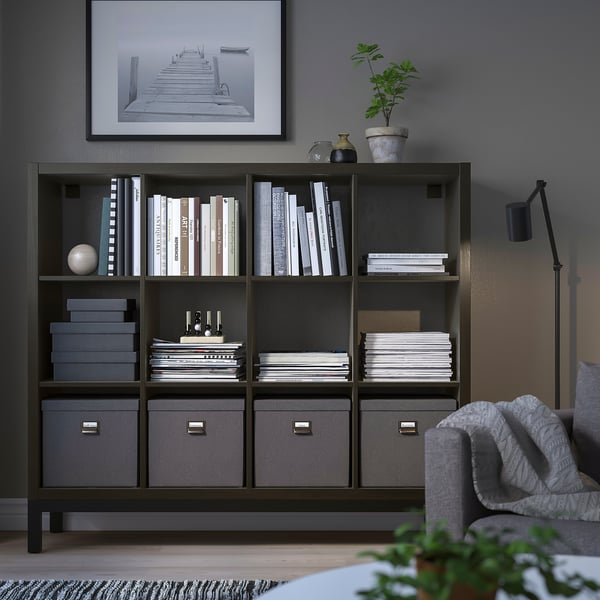 KALLAX shelf with books, decor, chair, lamp, plant - cosy living space
