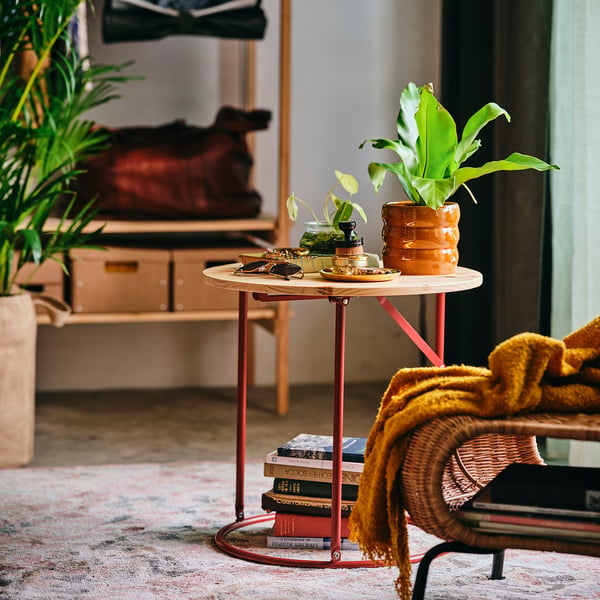 KOMPISHÄNG Side table, red pine, 50 cm