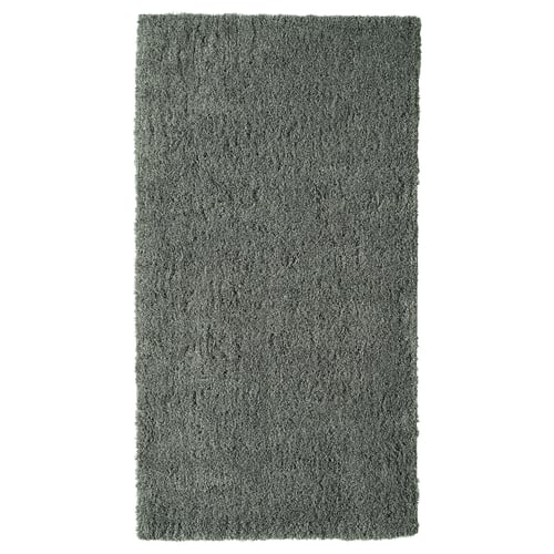Grey LINDKNUD rug, soft, rectangular, recycled polyester.