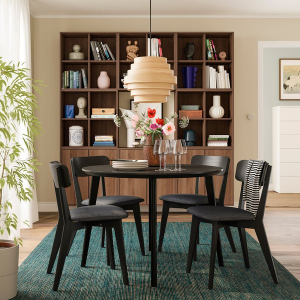 LISABO Table, black/ash veneer, 105 cm