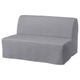 LYCKSELE sofa, grey, striped fabric, linear design, modern shape.