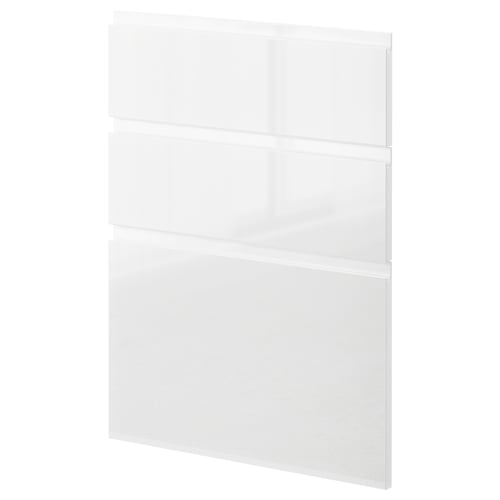 White METOD kitchen cabinet with high gloss finish and sleek handles, featuring a modern rectangular design.