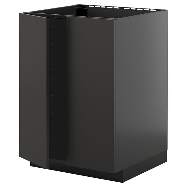 A black, rectangular METOD kitchen cabinet with a sleek, modern design and a smooth finish.