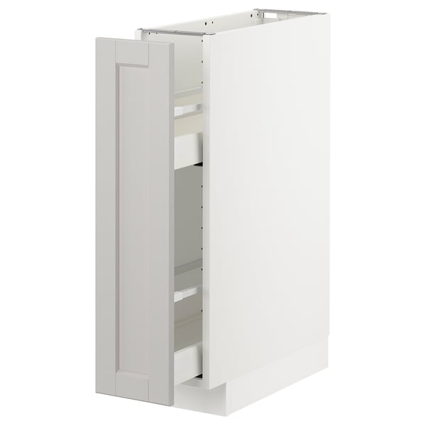 White METOD kitchen cabinet, rectangular, modern design with pull-out drawer.