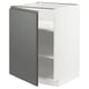 METOD white kitchen cabinet, dark grey door, modern design, adjustable shelves.