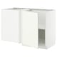 White METOD kitchen corner unit with vallstena fronts, featuring a melamine shelf and adjustable hinge.