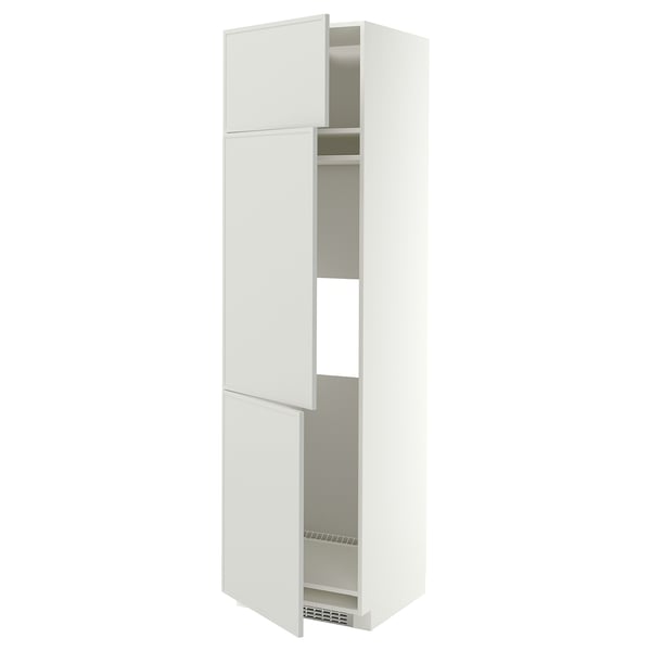 METOD High cab f fridge/freezer w 3 doors, white/Aspudden light grey, 60x60x220 cm