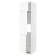 White METOD kitchen cabinet, slim design with open doors.