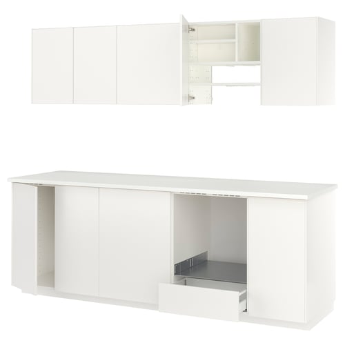 METOD Kitchen, white/Veddinge white, 246x60x207 cm