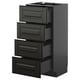 Black METOD kitchen drawers, modern design, four pull-out drawers with bevelled edges.