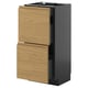 Modern kitchen cabinet, dark gray and oak-wood, two drawer unit.