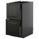 A black METOD kitchen cabinet with two drawers and a door, featuring sleek bevelled edges and a modern design.