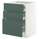 METOD / MAXIMERA Base cab f hob/3 fronts/3 drawers, white/Aspudden dark grey-green, 60x60 cm
