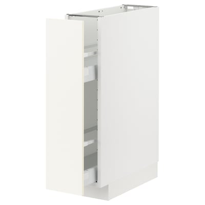 METOD white storage unit, sleek modern design with pull-out shelves.
