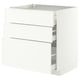 METOD / MAXIMERA Base cabinet with 3 drawers, white/Aspudden matt white, 80x60 cm