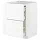 New white METOD kitchen cabinet with pull-out drawers and drainer, modern and practical design.