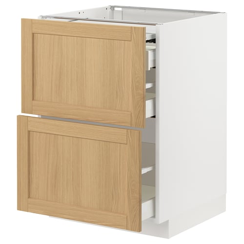 Light wood cabinet with two drawers, modern kitchen design.