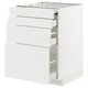 METOD white kitchen unit with multiple drawers and shelves.