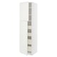 A white METOD kitchen cabinet with two doors and internal shelves, featuring a traditional design with bevelled edges.