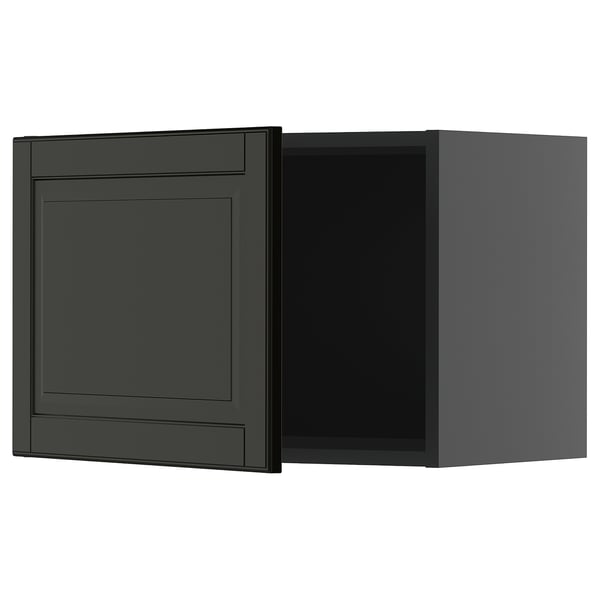 A dark green METOD kitchen wall cabinet with a bevelled door, featuring a modern design.