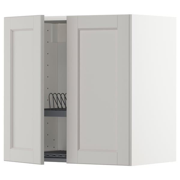METOD kitchen cabinet, open door with shelf & dish drainer.