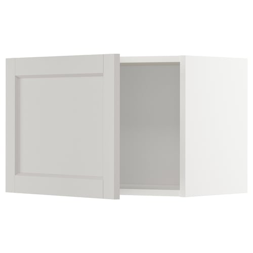 White METOD kitchen cabinet; rectangular, light grey, classic design.