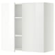 White METOD kitchen cabinet with glossy doors and shelf.