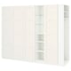 White PAX wardrobe with open shelves and drawers.