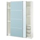 Ikea PAX wardrobe, light blue, white interior, wire baskets.