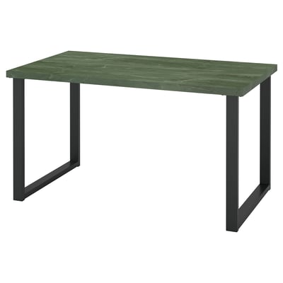 SKÅLSTA table, green top, black steel legs, rectangular shape, modern design.