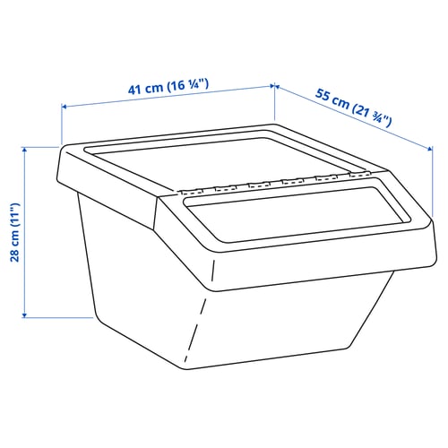 Illustration with measurements for the product: SORTERA.