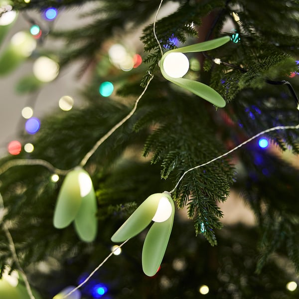 STRÅLA LED lighting chain, mistletoe battery-operated/green, 2.80 m