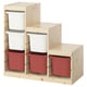 Ikea TROFAST: light pine storage, red & white bins, cube shape, modular design.
