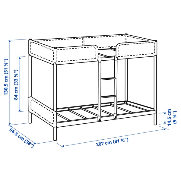 Illustration with measurements for the product: TUFFING.